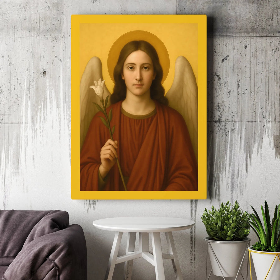 Archangel Gabriel Canvas Print | Religious Iconography Wall Art | Premium Gallery-Wrap | Christian Home Decor Gift for Faithful