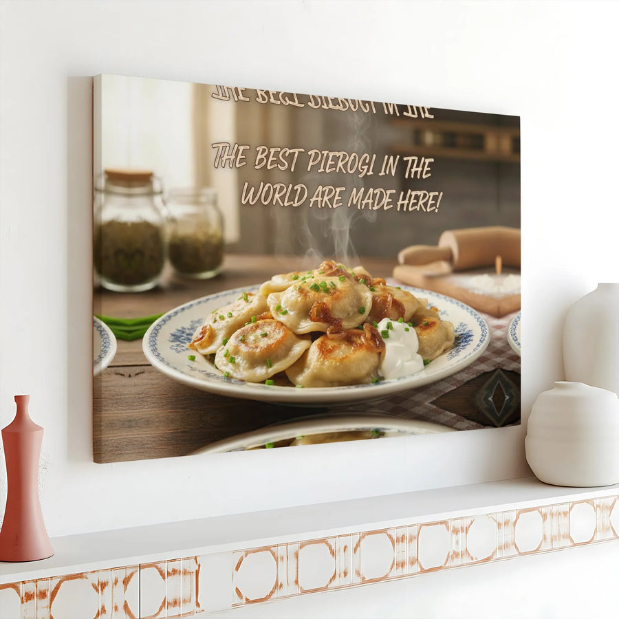 Polish Pierogi Canvas Wall Art | 'Best Pierogi Made Here' Kitchen Decor | Premium Canvas Print | Gift for Polish Cook or Babcia