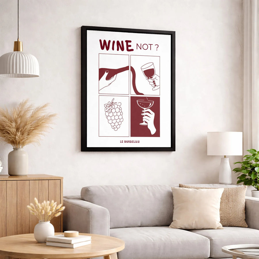 Wine Not? Kitchen Wall Art | Minimalist Wine Panel Print | Gallery-Quality Canvas | Elegant Wine Lover Gift & Home Decor