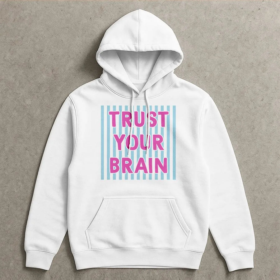 Funny Teacher Testing Day Hoodie | Trust Your Brain Graphic Sweatshirt | Premium Cotton Blend | Motivational Gift for Teacher Squad