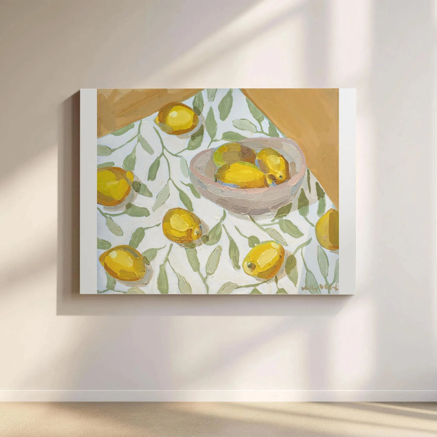 Lemon Still Life Canvas Print | Impressionist Fruit Painting Wall Art | Premium Thick Gallery Wrap | Rustic Farmhouse Kitchen Decor Gift
