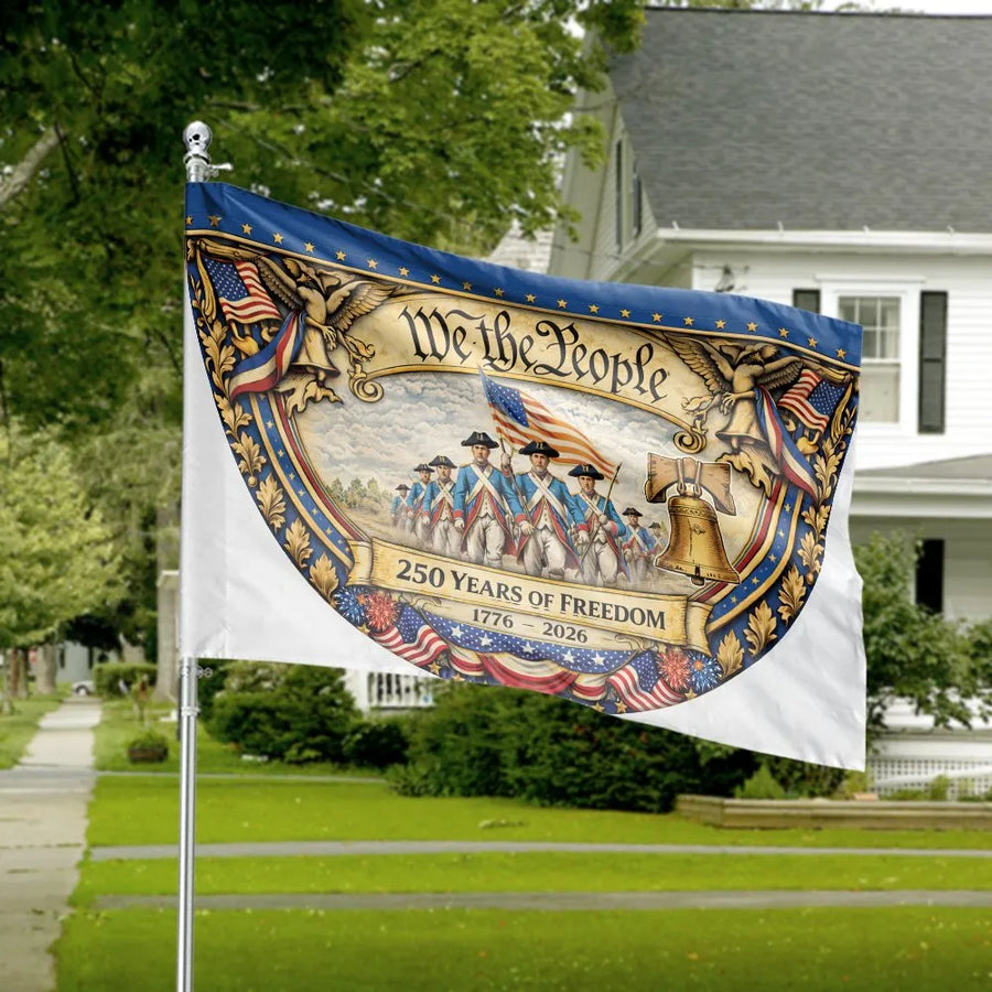 USA 250th Anniversary House Flag | We The People 1776-2026 Design | Double Sided Polyester | Patriotic American Collector's Yard Decor Gift