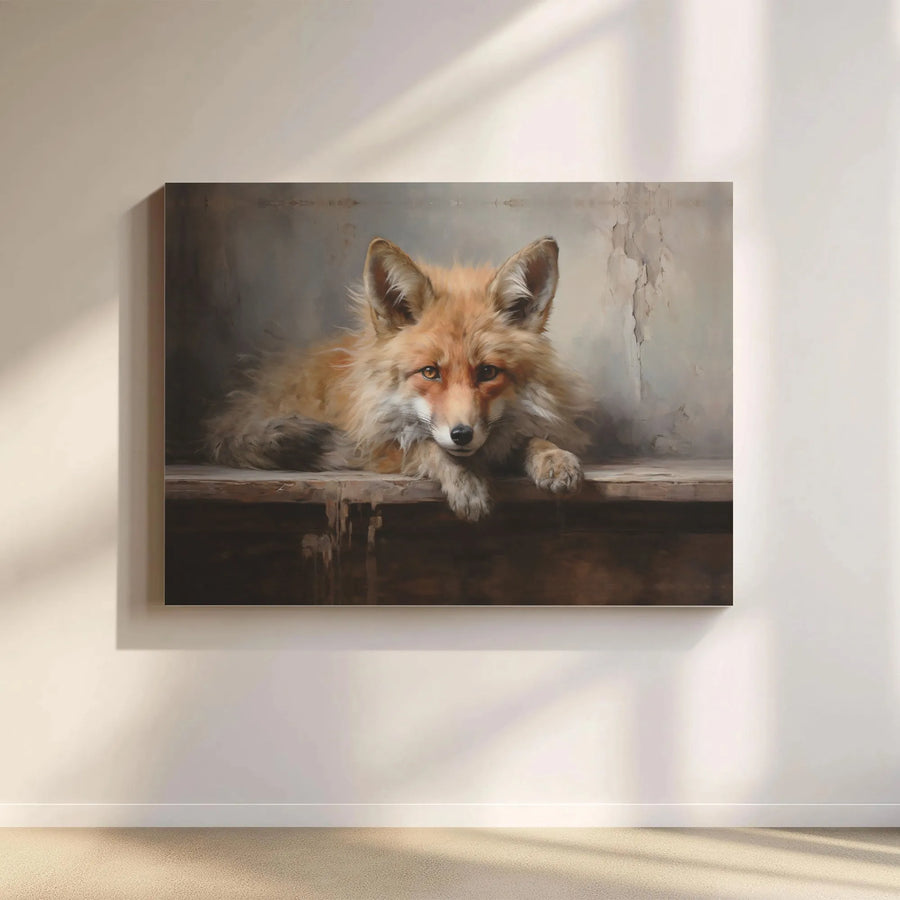 Red Fox Portrait Canvas Print | Rustic Wildlife Oil Painting Wall Art | 1.25-Inch Gallery Wrap | Premium Nature Decor for Home and Office
