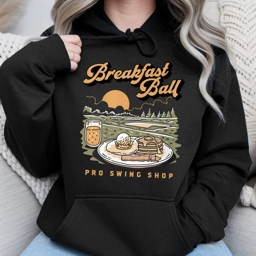 Breakfast Ball Golf Hoodie | Funny Golfing Breakfast Graphic | Premium Cotton Blend | Gift For Golfers & Dad