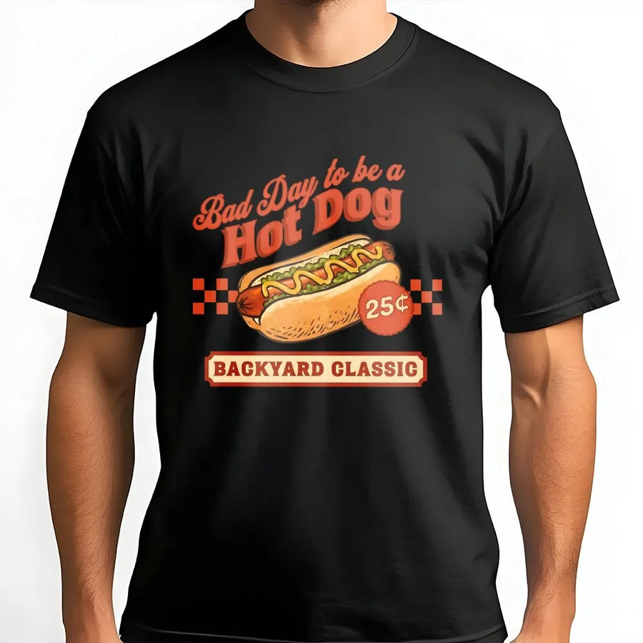 Funny Hot Dog T-Shirt | Retro BBQ Graphic Pullover | Premium Soft Cotton Blend | Patriotic Summer Cookout Gift for Foodies