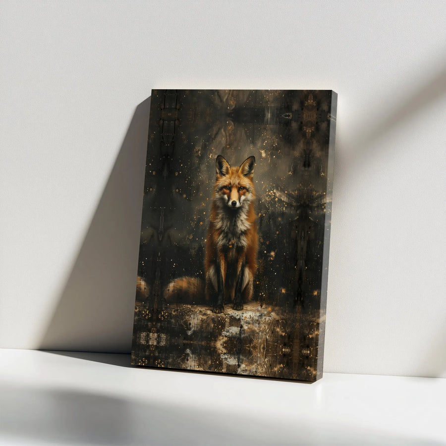 Red Fox Portrait Canvas Wall Art | Moody Wildlife Painting Print | Premium Gallery Wrapped Canvas | Modern Farmhouse & Cabin Decor Gift