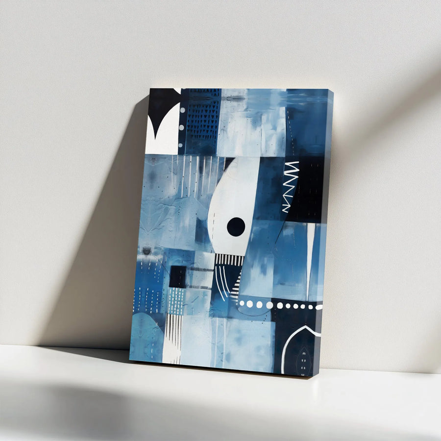 Abstract Blue Canvas Wall Art | Modern Geometric Composition | Premium Gallery Wrap Canvas | Living Room & Office Decor Gift