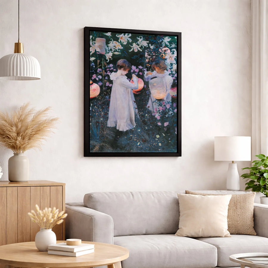 Carnation Lily Lily Rose Canvas Wall Art | John Singer Sargent Reproduction | Premium Gallery Wrap Print | Impressionist Fine Art Home Decor