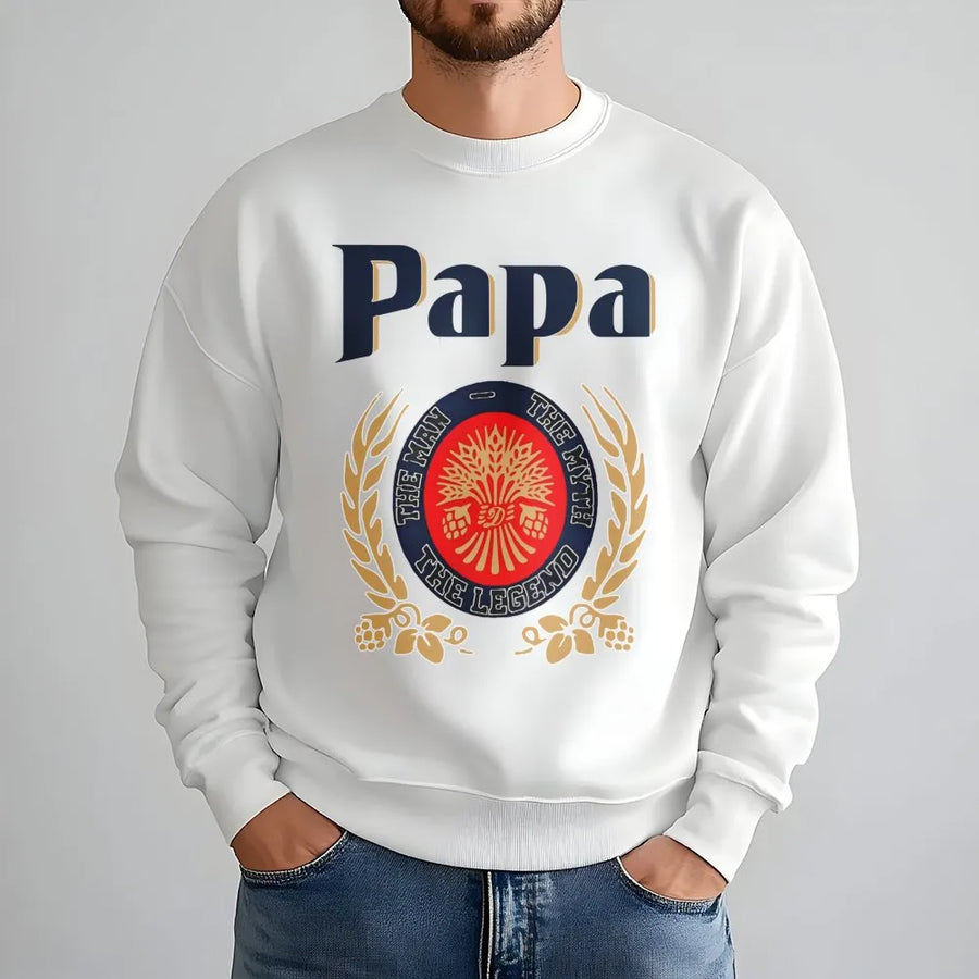 Papa The Man The Myth The Legend Sweatshirt | Vintage Crest Father's Day 2026 Graphic | Premium Cotton Blend | Gift for Dad or Grandpa
