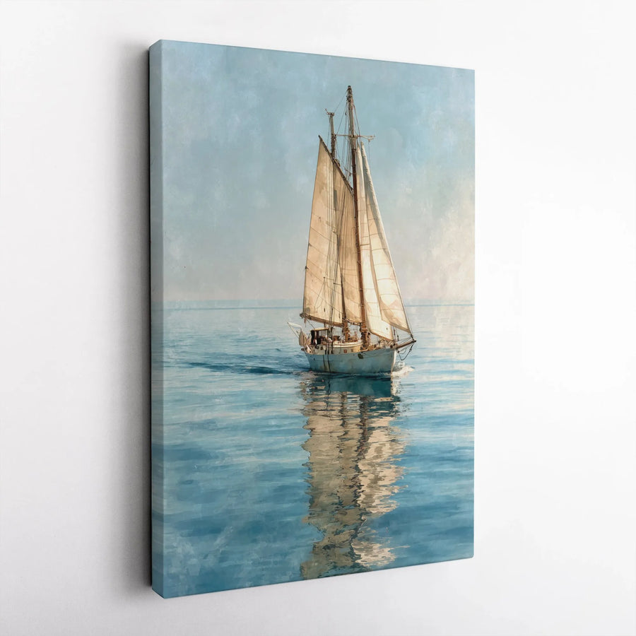 Sailboat Canvas Wall Art | Vintage Sailing Ship Painting | Premium Canvas Print | Coastal Home Decor Gift for Sailor