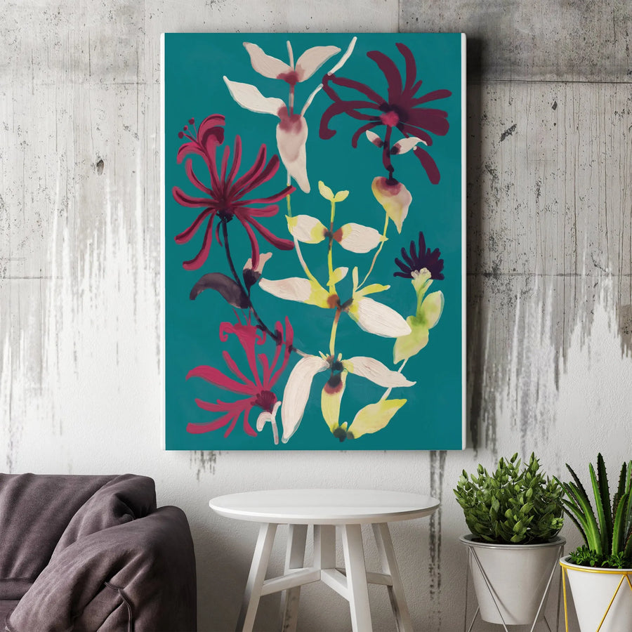 Abstract Floral Canvas Print | Modern Botanical Painting Art | Premium 1.25" Thick Canvas | Living Room & Bedroom Decor Gift