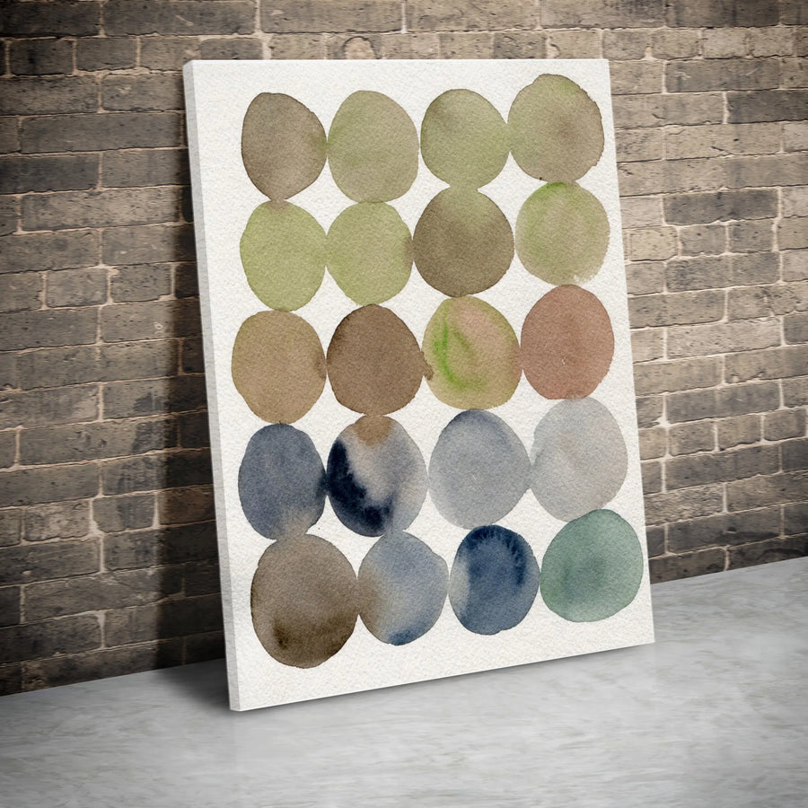 Abstract Watercolor Dots Canvas Wall Art | Earthy Tones Geometric Circle Print | Premium Gallery Wrapped Canvas | Modern Minimalist Home Decor Gift