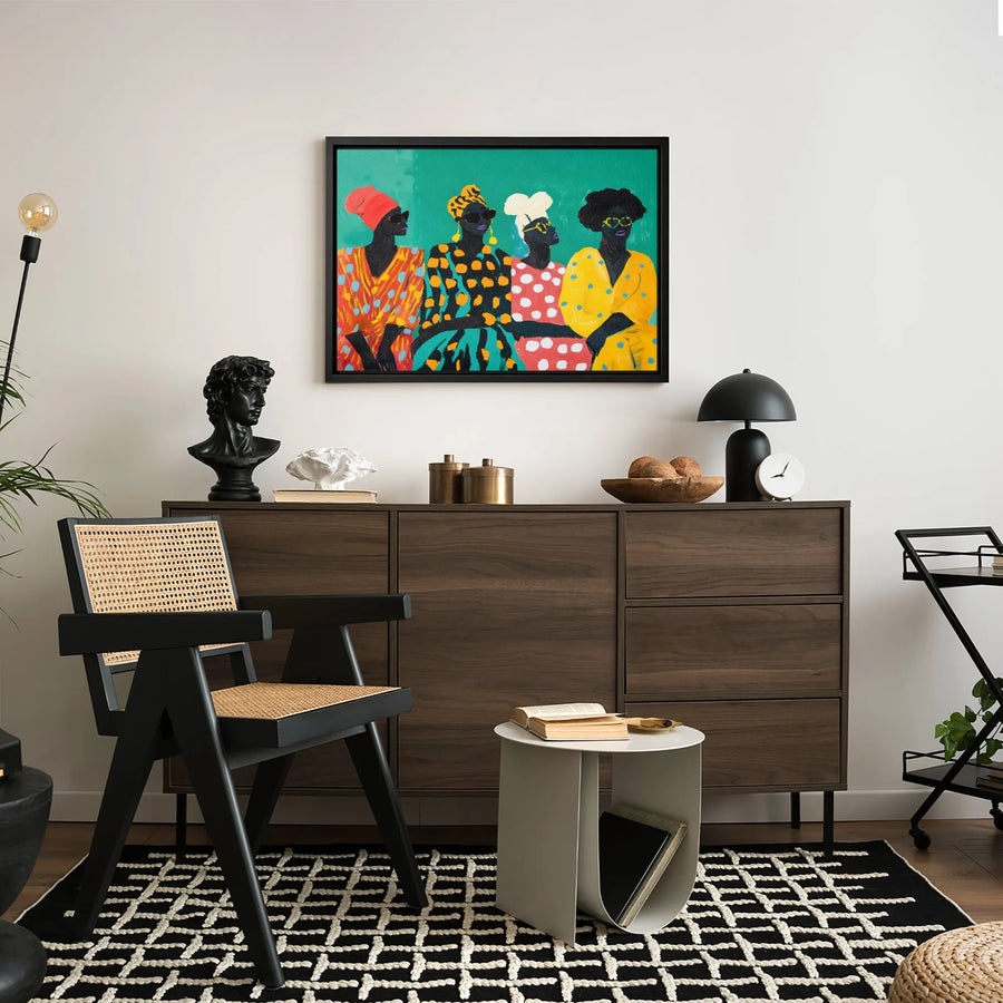 Black Women Wall Art | Vibrant Abstract Portrait Canvas | Premium Gallery-Wrapped Print | Modern African American Home Decor Gift