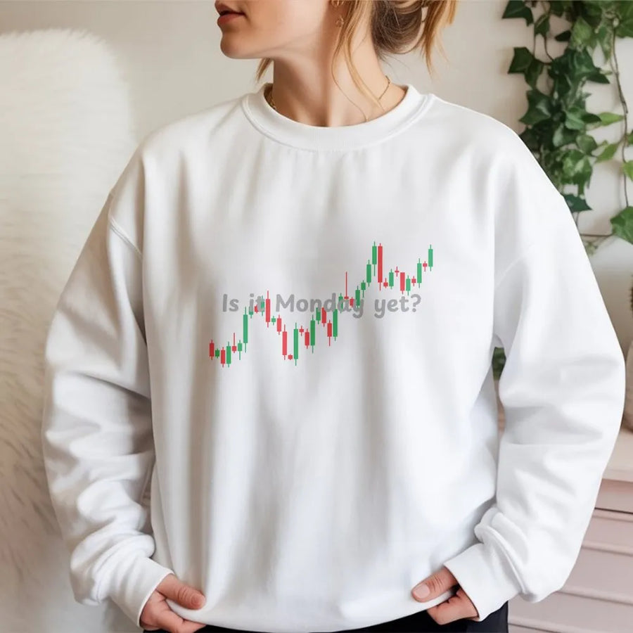 Stock Market Sweatshirt | Is It Monday Yet? Candlestick Chart | Premium Cotton Blend | Funny Trader Gift For Investors