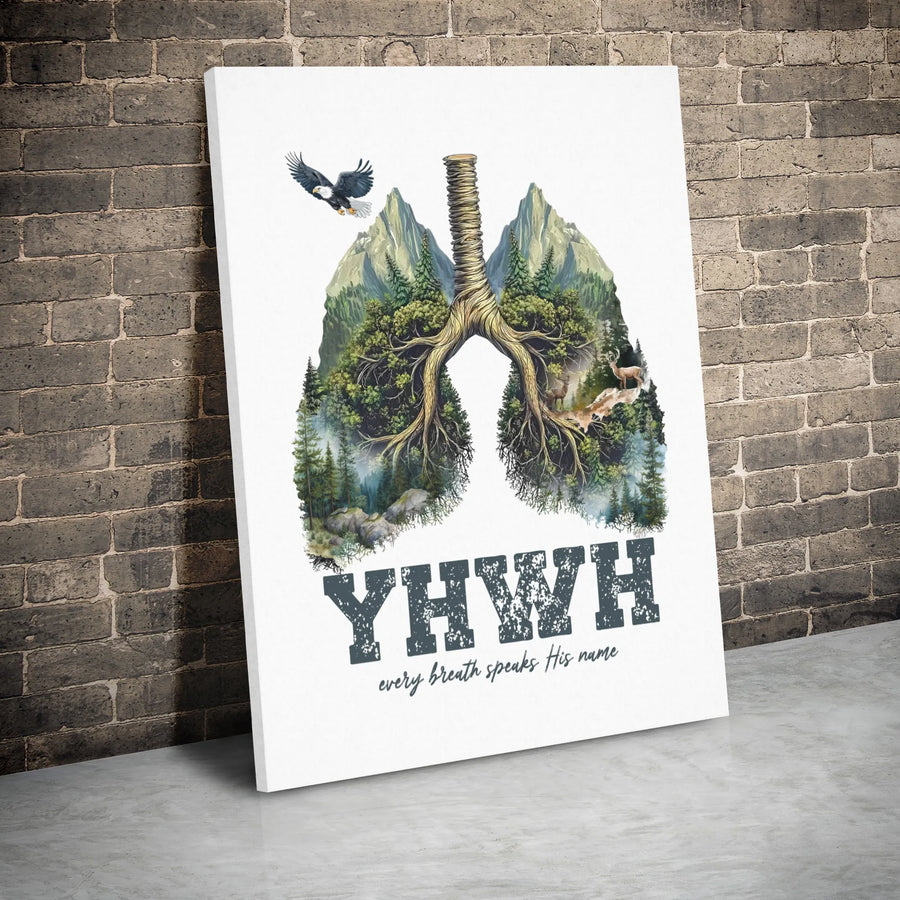 YHVH Canvas Wall Art | Every Breath Speaks His Name Christian Decor | Premium Gallery Wrap Print | Faith-Inspired Home & Office Gift