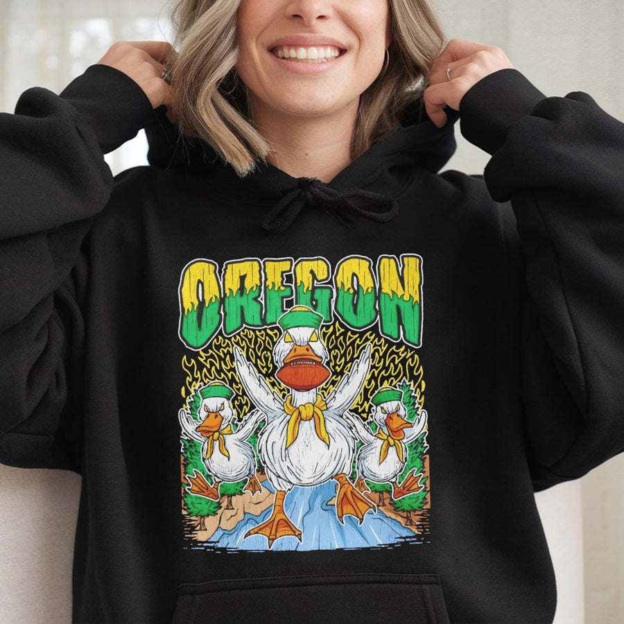 Oregon With Vintage Cartoon Ducks Hoodie