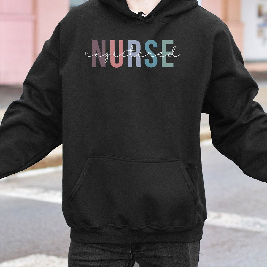 Registered Nurse Hoodie | Colorful Modern Typography Design | Premium Cotton-Polyester Blend | Ideal Graduation Gift for RN Nursing Student
