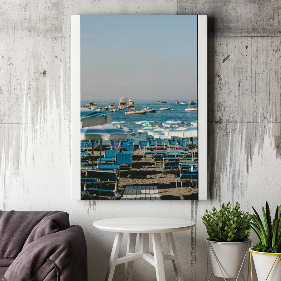 Coastal Beach Canvas Wall Art | Vintage Italian Coast Photography | Premium Gallery-Wrapped Canvas | Home Decor Gift for Traveler