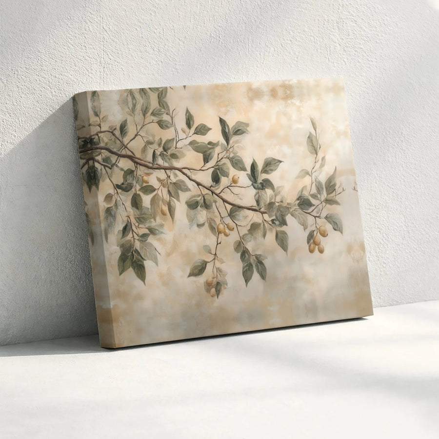 Vintage Botanical Canvas Print | Neutral Tone Tree Branch Wall Art | Premium Gallery Wrapped Canvas | Modern Farmhouse Living Room Decor Gift