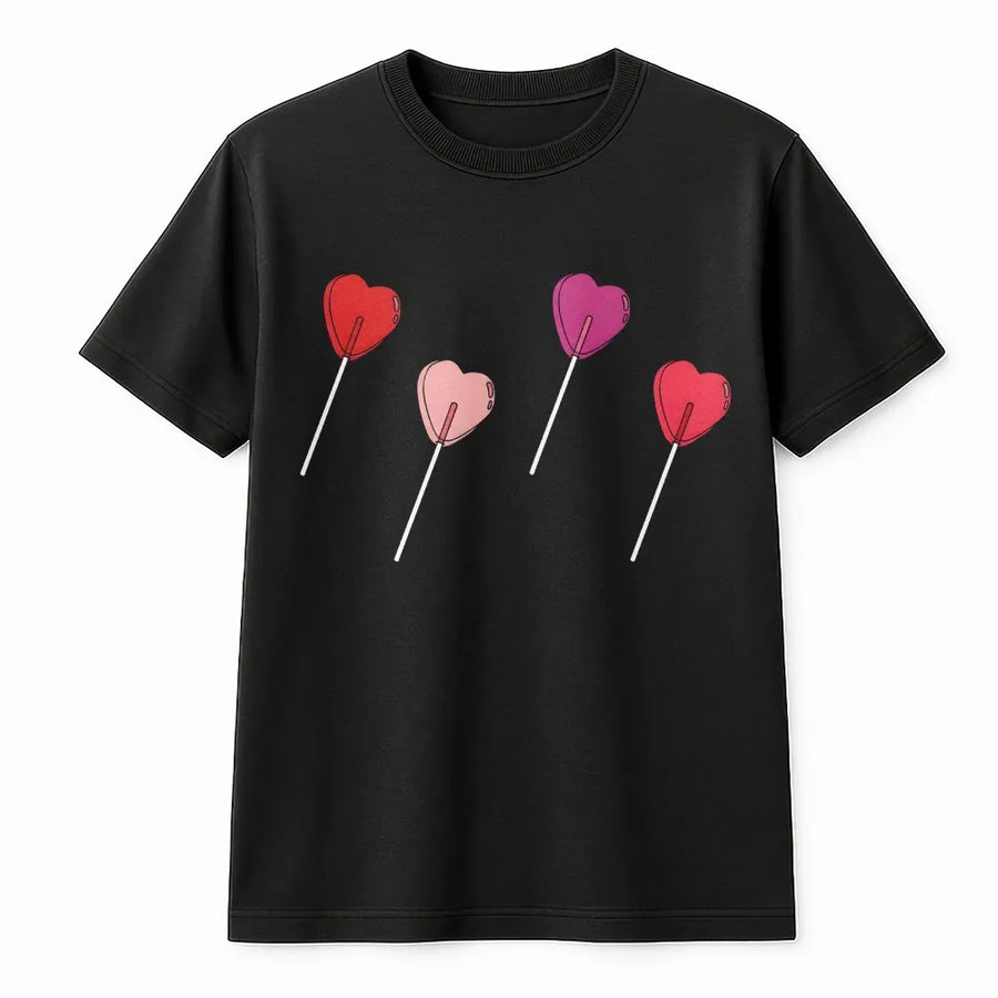 Heart Lollipop T-Shirt | Cute Valentine Candy Graphic | 100% Cotton Premium Tee | Romantic Gift for Her or Him