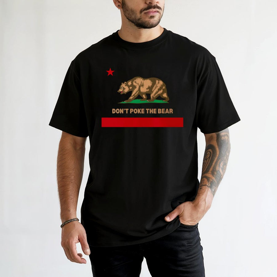 California Bear Flag T-Shirt | Don't Poke The Bear Graphic Tee | 100% Premium Cotton | Unisex California Republic Souvenir Gift