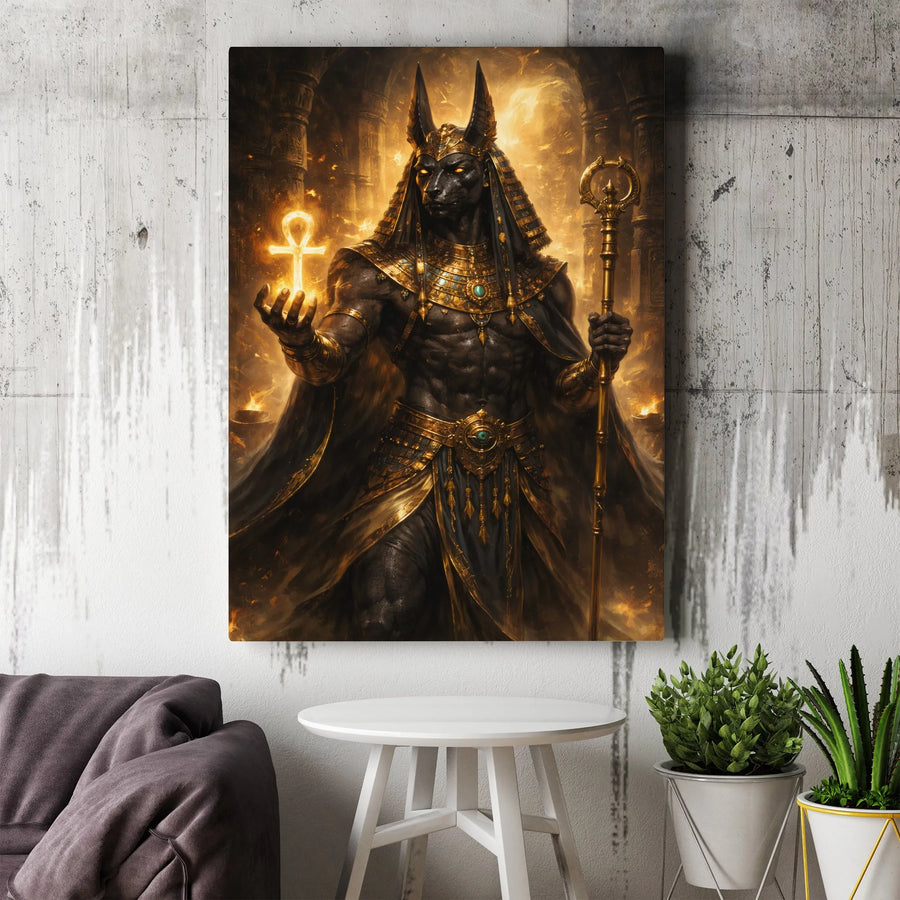Anubis Canvas Wall Art | Egyptian God of Afterlife Print | Premium Thick Gallery Canvas | Mythology Home Decor Collector's Gift