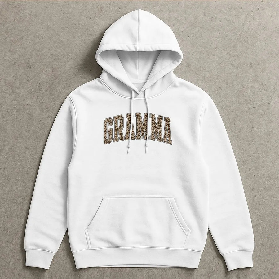 Gramma Hoodie | Leopard Print Varsity Letters | Cozy Cotton Blend | Gift for New Grandma on Mother's Day