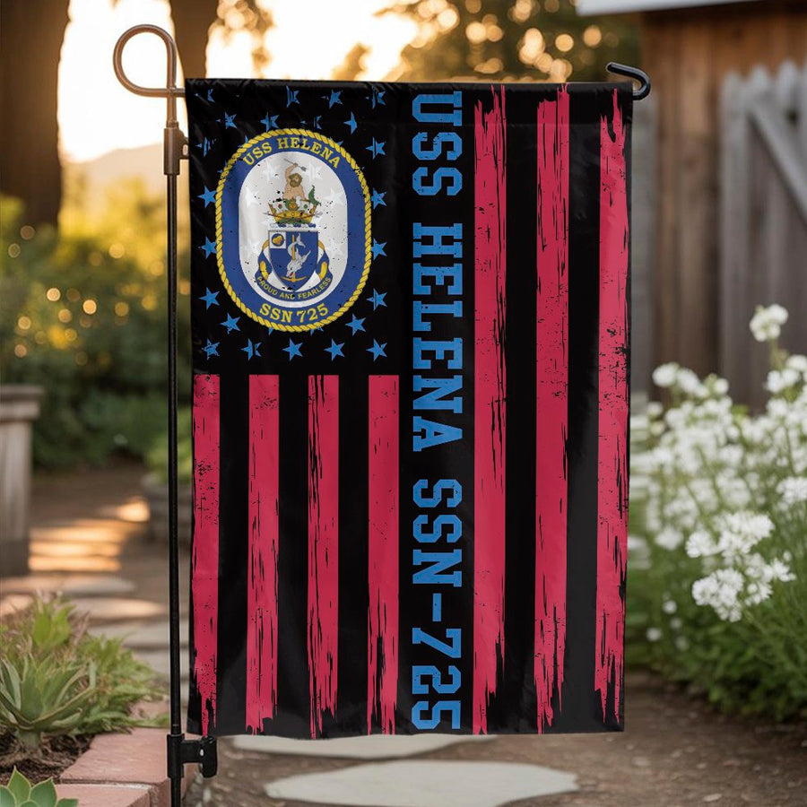 USS Helena SSN-725 Garden Flag | Patriotic US Navy Submarine Yard Decor | Weather-Resistant Premium Polyester | Gift for Submariner Veterans