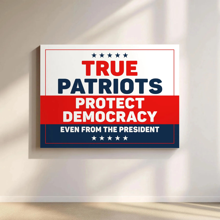 True Patriots Protect Democracy Canvas Wall Art | Patriotic Political Statement Sign | Premium Gallery Wrap Print | Home & Office Decor Gift