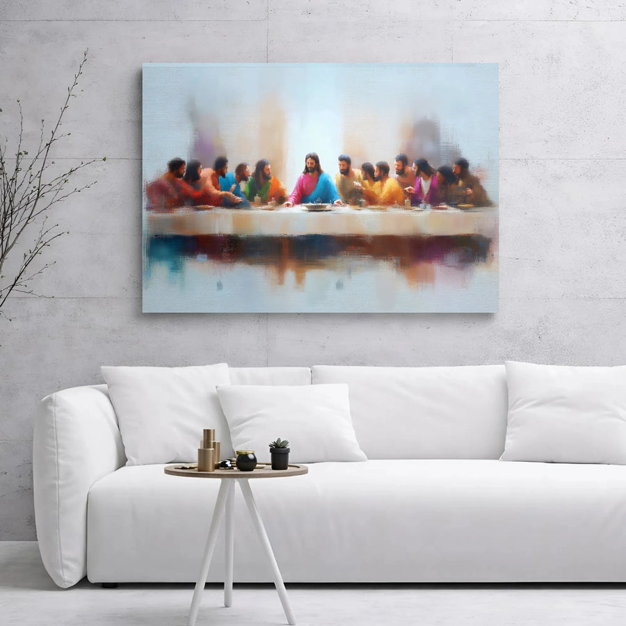 The Last Supper Canvas Print | Abstract Impressionist Religious Wall Art | 1.25 Inch Gallery Wrap | Christian Home Decor Gift