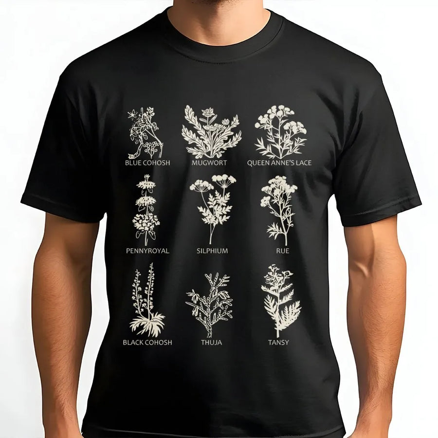 Botanical Herbal Illustration T-Shirt | Vintage Medicinal Plant Print | Soft Premium Cotton Tee | Pro Choice Reproductive Rights Gift for Her