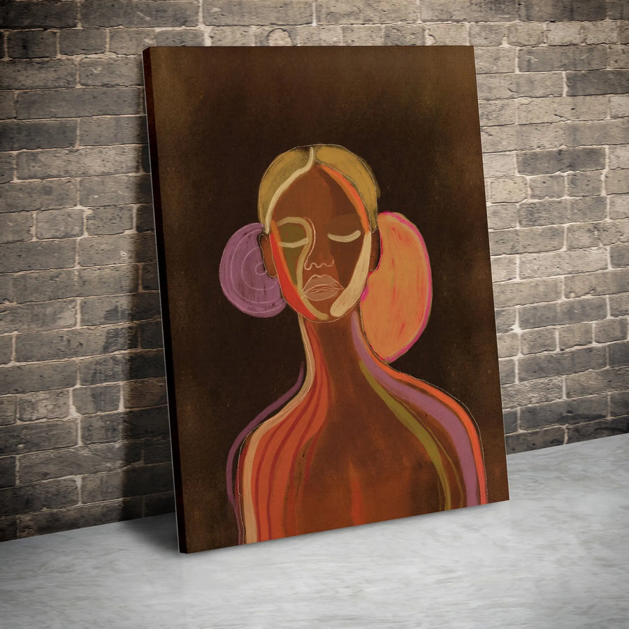 Abstract Woman Portrait Canvas | Modern Colorful Line Art | Premium Thick Gallery Wrap | Boho Wall Decor Gift for Her