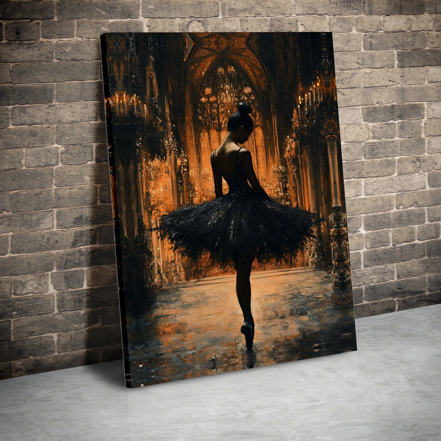 Dark Academia Ballerina Canvas Art | Gothic Cathedral Dancer Print | Premium Gallery Wrapped Wall Decor | Elegant Gift for Dancers and Art Lovers