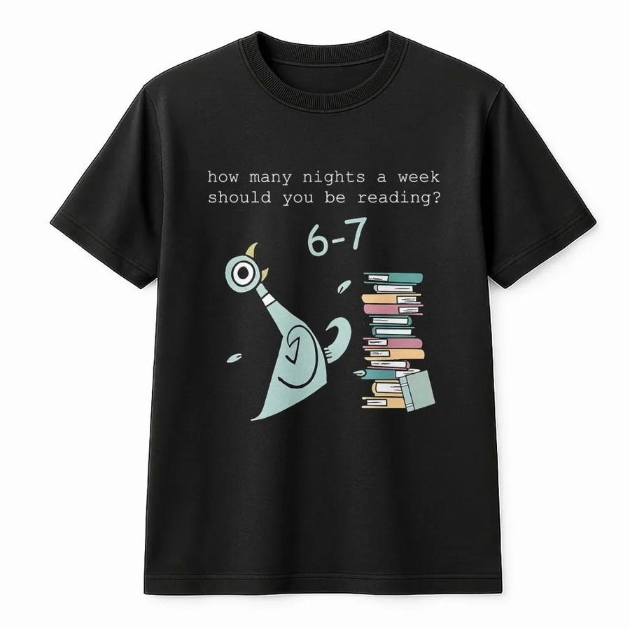 Reading T-Shirt | Funny Pigeon Book Lover Graphic | Premium Cotton Unisex Tee | Gift for Teachers Librarians and Readers