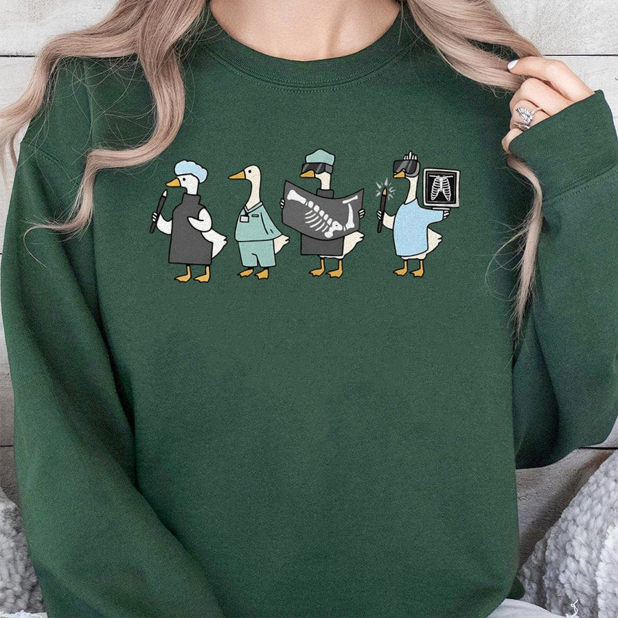 Radiologic Tech Sweatshirt | Funny Medical Goose X-Ray Graphic | Cotton Blend Premium Crewneck | Gift for Radiology Students and Technologists