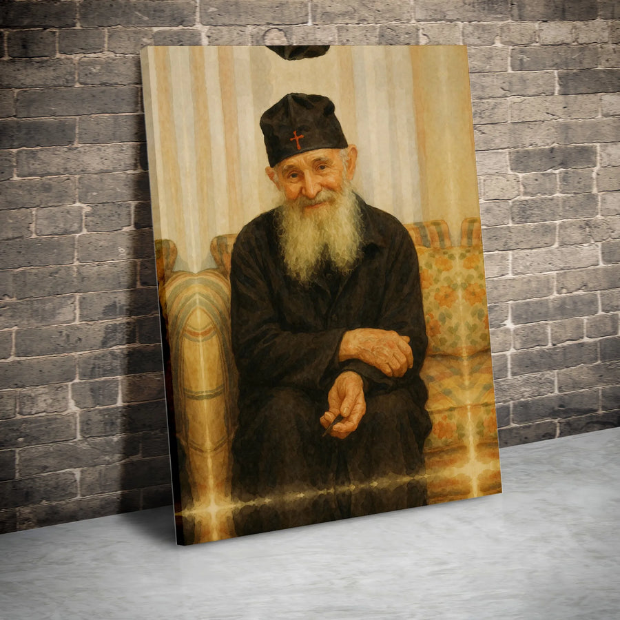 Orthodox Monk Portrait Canvas Print | Religious Elder Wall Art | Gallery-Quality Fade-Resistant | Spiritual Home Decor Gift