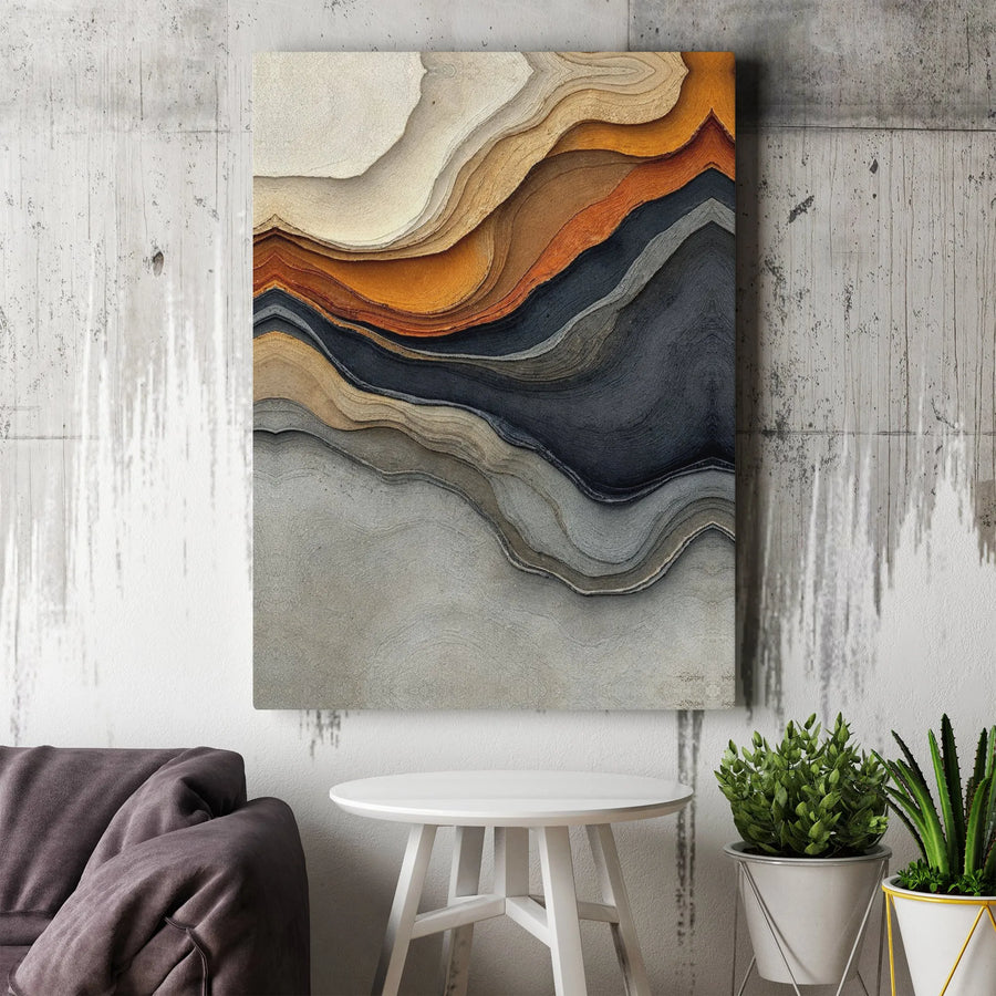 Abstract Earthy Tones Canvas Art | Layered Agate Wall Decor | Premium Fade-Resistant Print | Modern Living Room Gallery Wall Accent