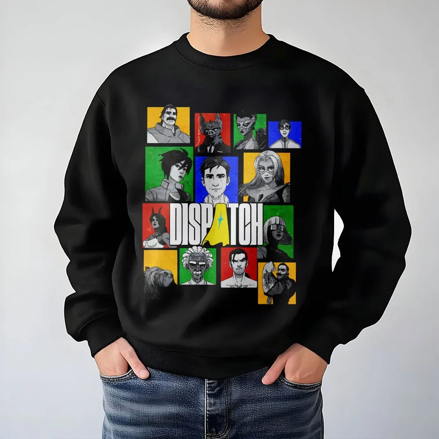 Dispatch Hero Grid Sweatshirt | Animated Character Squad Design | Premium Cotton Blend | Unisex Gaming Fan Gift
