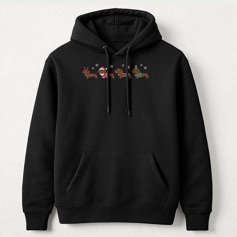 Christmas Dachshund Hoodie | Funny Wiener Dog Holiday Graphic | Cotton-Blend Premium Quality | Cute Dog Mom Gift For Women & Men