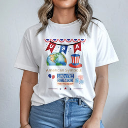 Patriotic USA Graphic T-Shirt | Land Of The Free Home Of The Brave Design | Premium Soft Cotton | Independence Day Gift For Americans