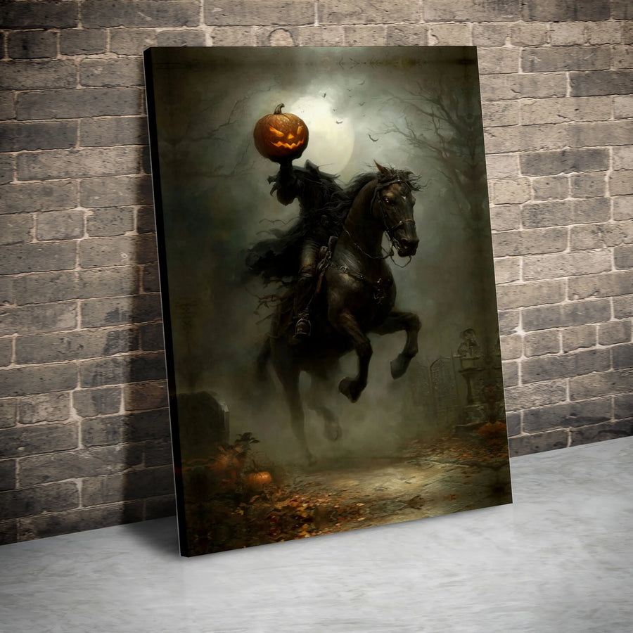 Headless Horseman Canvas Art | Spooky Halloween Legend Print | Premium Gallery-Wrapped Wall Decor | Gothic Home Gift