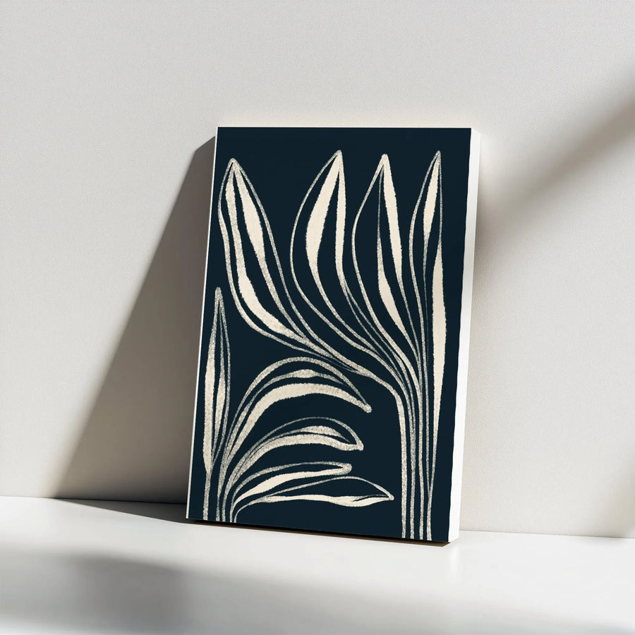 Abstract Botanical Vertical Canvas | Modern Leaf Line Art | Thick Gallery Wrap Canvas | Premium Minimalist Home Decor Gift for Living Room