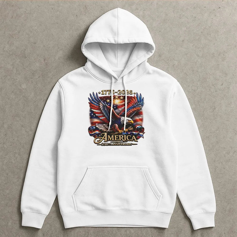 America 250th Anniversary Hoodie | Commemorative 1776-2026 Bald Eagle Graphic | Premium Cotton Blend Sweatshirt | Collector's Patriotic Gift