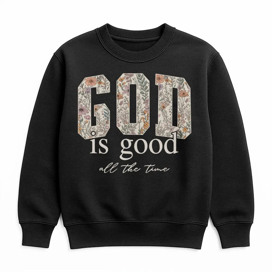 God Is Good Sweatshirt | Floral Christian Quote Graphic Tee | Premium Cotton Blend | Inspirational Faith Gift for Women & Men