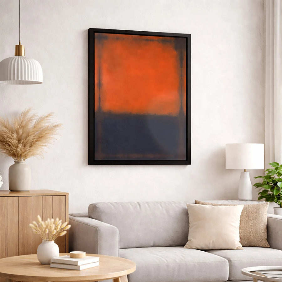 Abstract Orange and Black Canvas Print | Minimalist Color Block Wall Art | Premium Gallery-Wrapped 1.25 Inch Profile | Modern Home Office Decor
