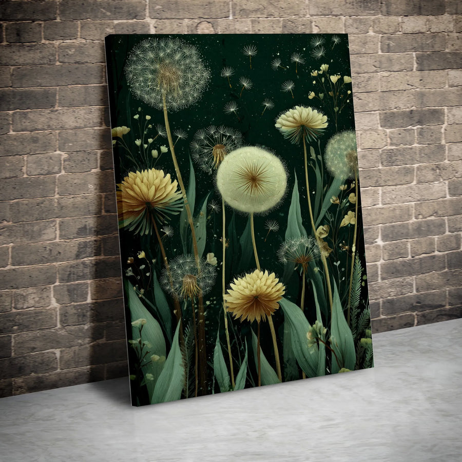 Dandelion Botanical Canvas Print | Whimsical Nature Wall Art | Fade-Resistant Premium Gallery Quality | Modern Living Room Decor Gift