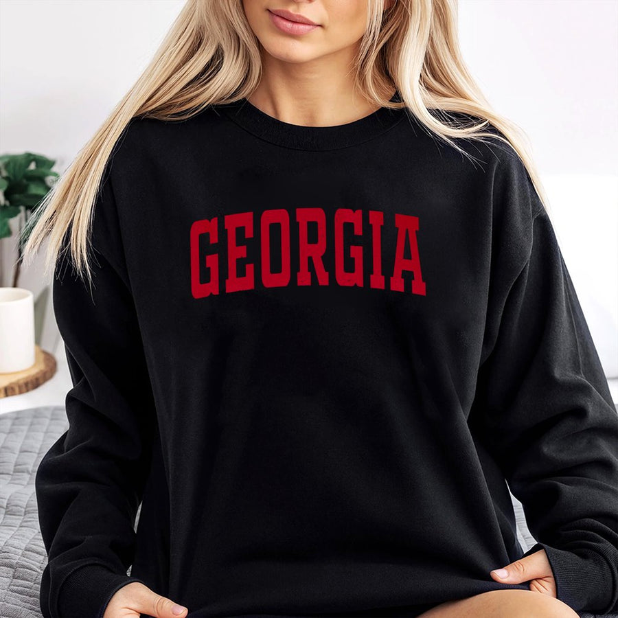 Georgia Red Varsity Font Sweatshirt