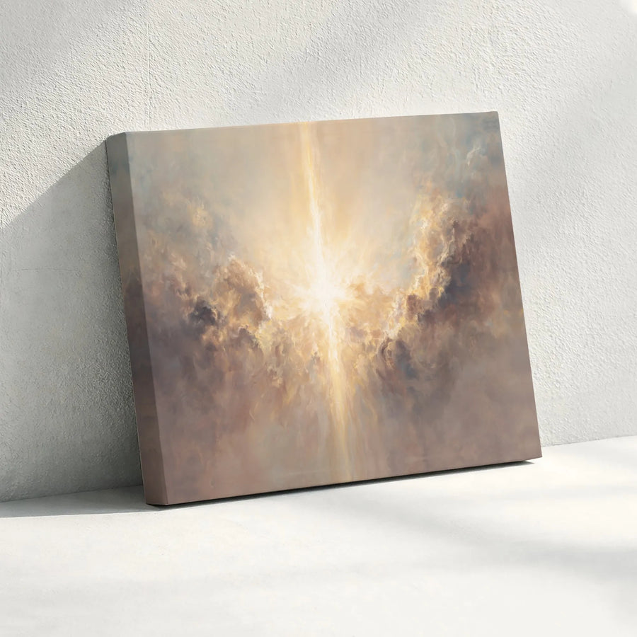 Abstract Celestial Canvas Wall Art | Ethereal Cloud Painting Print | Premium Gallery Wrapped Canvas | Spiritual Home Decor Gift for Living Room