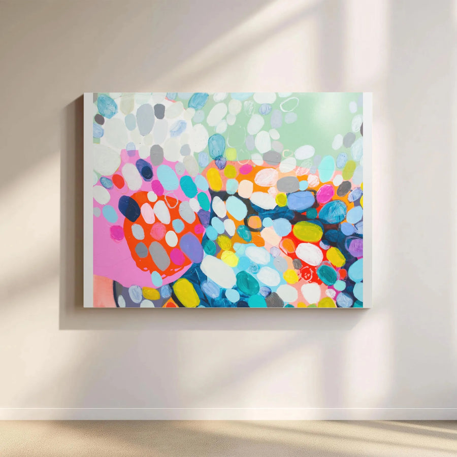 Abstract Colorful Canvas Wall Art | Joyful Bubble Painting Print | Premium Fade-Resistant Canvas | Modern Home & Office Decor Gift