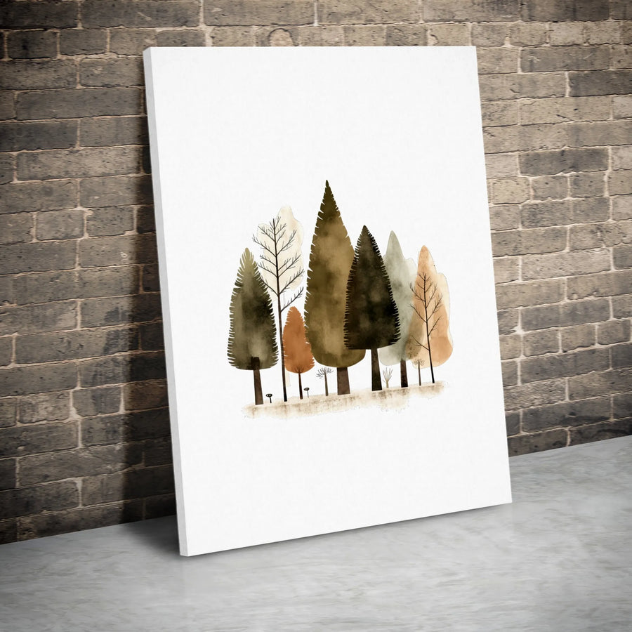 Minimalist Watercolor Forest Canvas Art | Abstract Woodland Tree Wall Decor | Premium Fade-Resistant Print | Nature Lover Home Gift